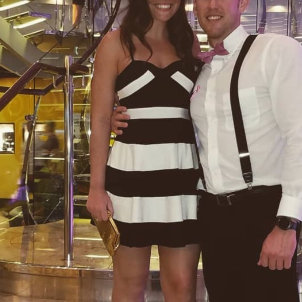 Francesca’s Black & White Striped Dress - Size MED